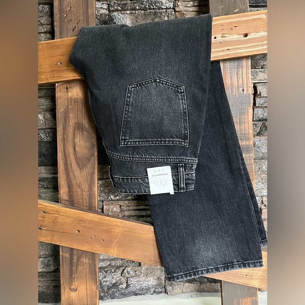 Zara Black Straight Jeans Classic Denim